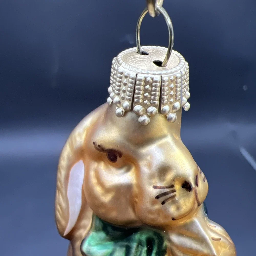 Vintage Kurt S Adler KS Germany Glass Rabbit Eating Carrot Christmas Ornament